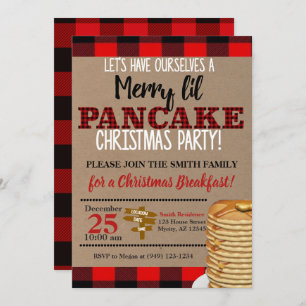 Flannel Merry Lil Pancake Weihnachtsfrühstück Einladung