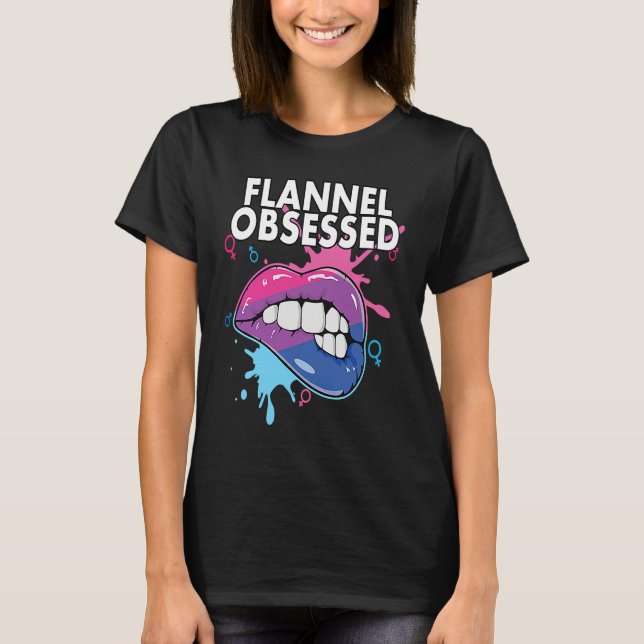Flannel Obsessed Bisexual Rainbow Pride Bisexualit T-Shirt (Vorderseite)