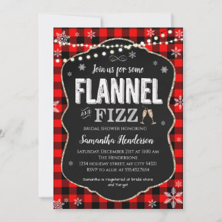 Flannel und Fizz Brautparty Buffalo kariert Einladung