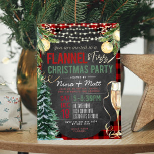 Flannel und Fizz Weihnachts-Party Einladung