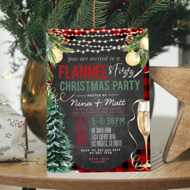 Flannel und Fizz Weihnachts-Party Einladung (Von Creator hochgeladen)