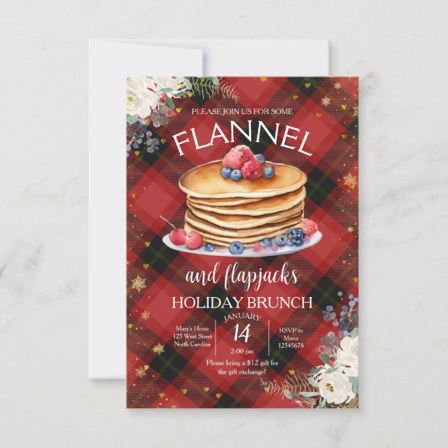 Flannel und Flapjacks Weihnachtsbrunch Einladung (Vorderseite)