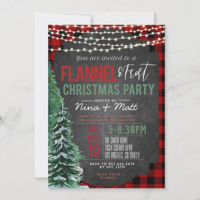Flannel und Frost Weihnachts-Party Einladung (Vorderseite)