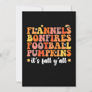 Flannels Bonfire Football Pumpkins Es ist Fall Y'a Einladung