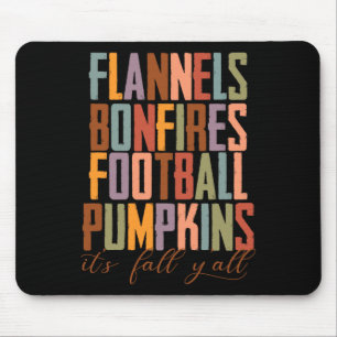 Flannels Bonfire Footbyll Pumpkins Es ist Fall Y'a Mousepad