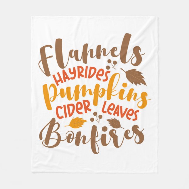 Flannels Hay Rides Pumpkins Cider Blätter Bonfire Fleecedecke (Vorderseite)
