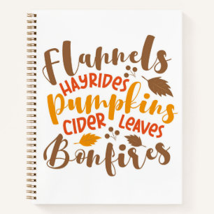 Flannels Hay Rides Pumpkins Cider Blätter Bonfire Notizbuch