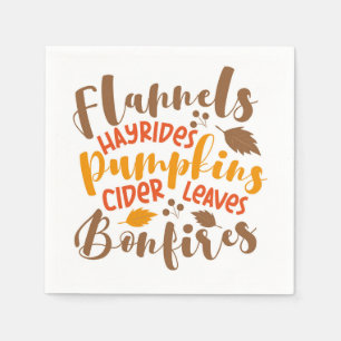 Flannels Hay Rides Pumpkins Cider Blätter Bonfire Serviette