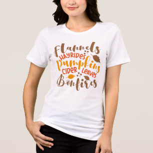 Flannels Hay Rides Pumpkins Cider Blätter Bonfire Tri-Blend Shirt