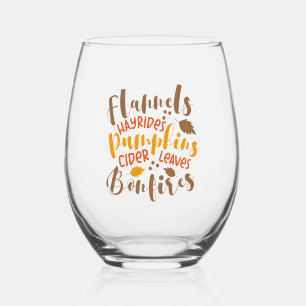 Flannels Hay Rides Pumpkins Cider Blätter Bonfire Weinglas Ohne Stiel