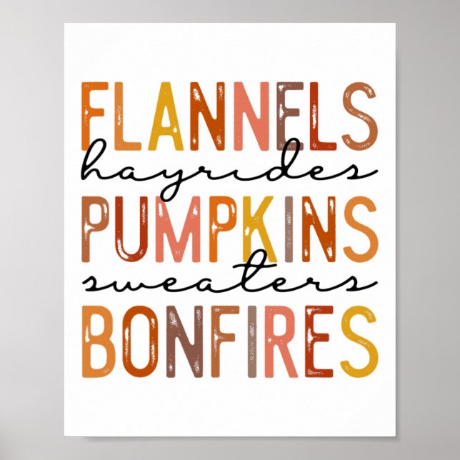 Flannels Hayriders Bonfire Pumpkins Leopard Fall Poster (Vorne)