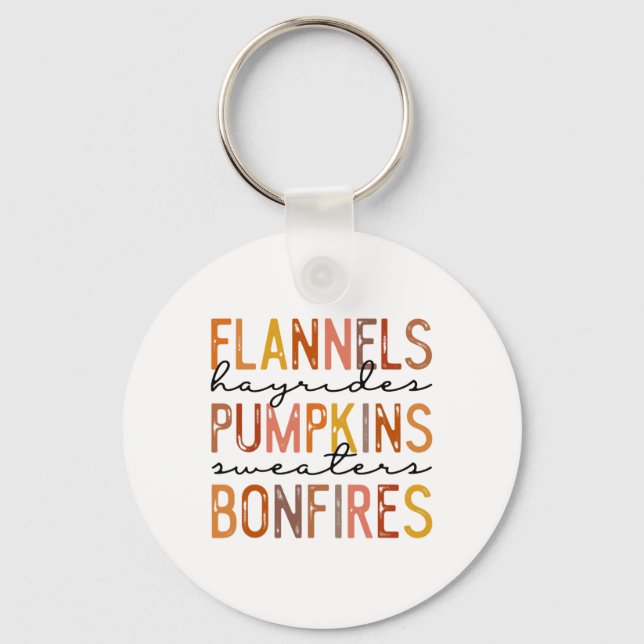 Flannels Hayriders Bonfire Pumpkins Leopard Fall Schlüsselanhänger (Vorderseite)