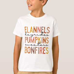 Flannels Hayriders Bonfire Pumpkins Leopard Fall T-Shirt