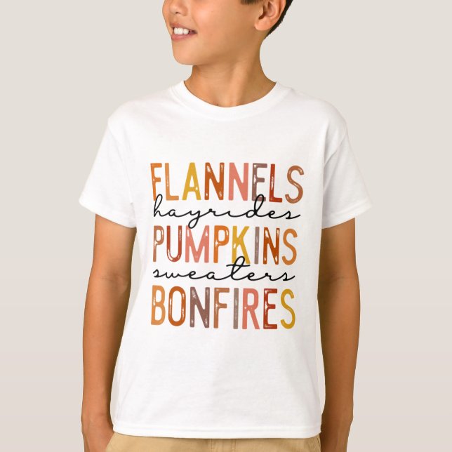 Flannels Hayriders Bonfire Pumpkins Leopard Fall T-Shirt (Vorderseite)