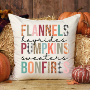 Flannels Hayrides Pumpkins Bonfire Karierter Fun F Kissen