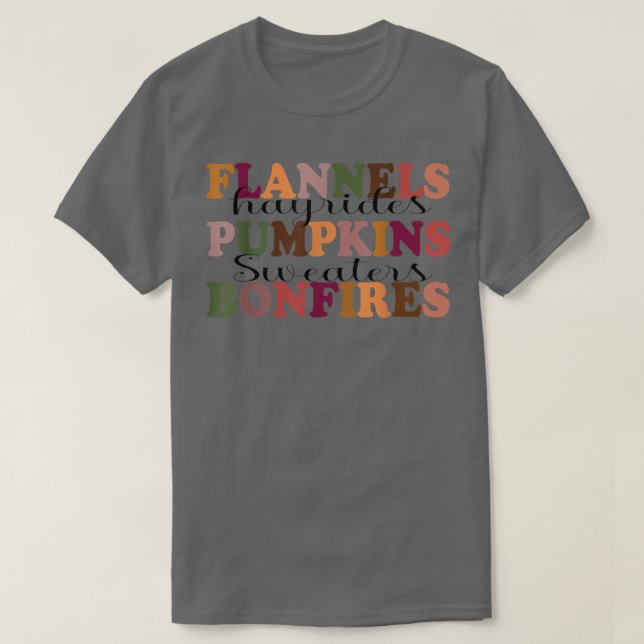 Flannels Hayrides Pumpkins Fall Vibes Herbst Danke T-Shirt (Design vorne)