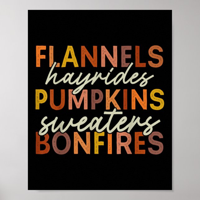 Flannels Hayrides Pumpkins Frauen Mädchen Kinder F Poster (Vorne)