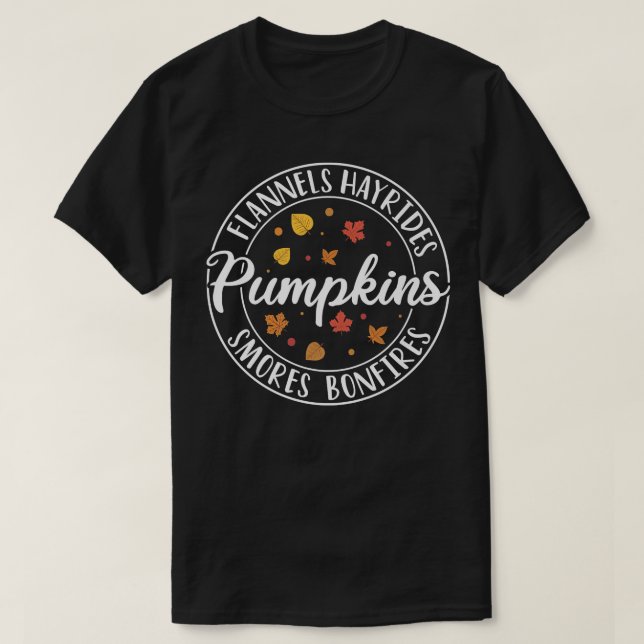 Flannels Hayrides Pumpkins Smores Bonfire Funny A T-Shirt (Design vorne)