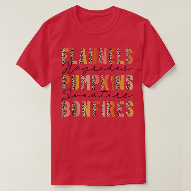 Flannels Hayrides Pumpkins Sweaters Bonfire Retro T-Shirt (Design vorne)