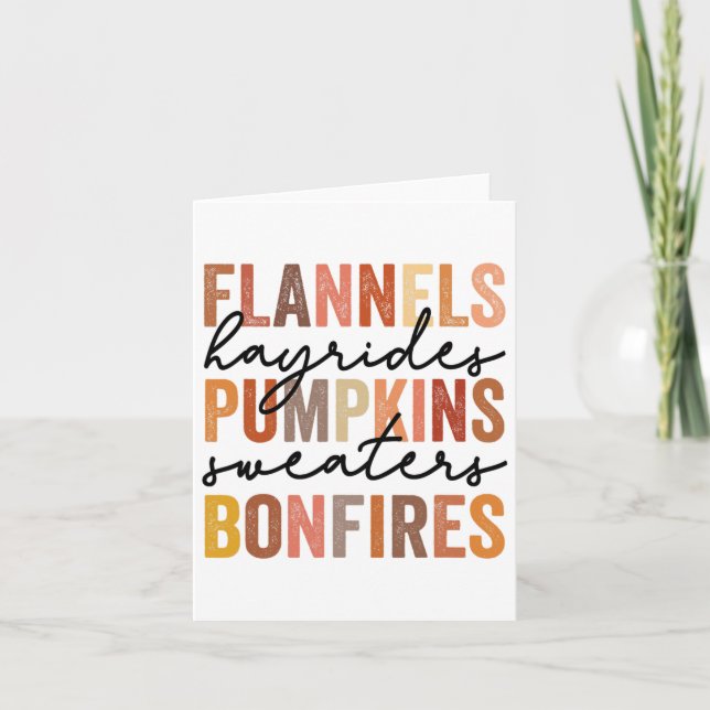 Flannels Hayrides Pumpkins Vintag Sweaters Bonfir Karte (Vorderseite)