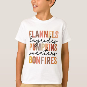 Flannels Hayrides Pumpkins Vintag Sweaters Bonfir T-Shirt
