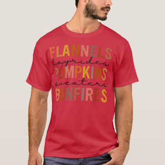 Flannels Hayrides Pumpkins Vintage Sweaters Bonfir T-Shirt