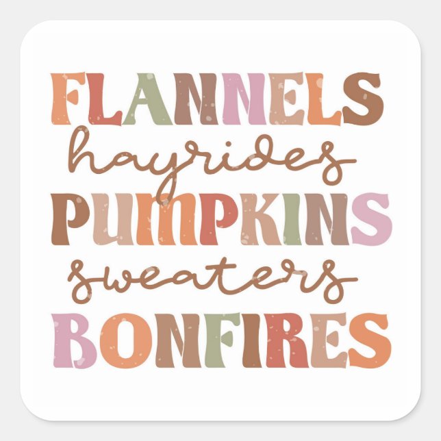 Flannels Pumpkins Bonfire Quadratischer Aufkleber (Vorderseite)