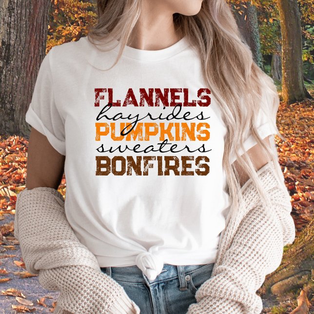 Flannels Pumpkins Hayrides Bonfire Fall T - Shirt (Von Creator hochgeladen)