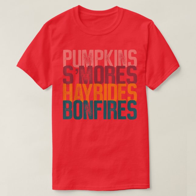 Flannels Pumpkins Hayrides Smores & Bonfire Niedli T-Shirt (Design vorne)