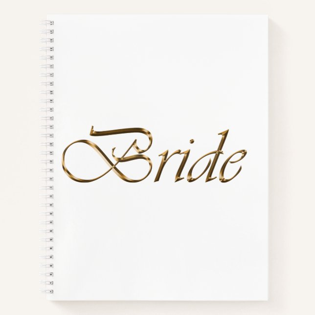 Flansch, Gold Script Elegant White Wedding Notizbuch (Vorderseite)