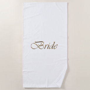 Flansch, Gold Script Elegant White Wedding Strandtuch