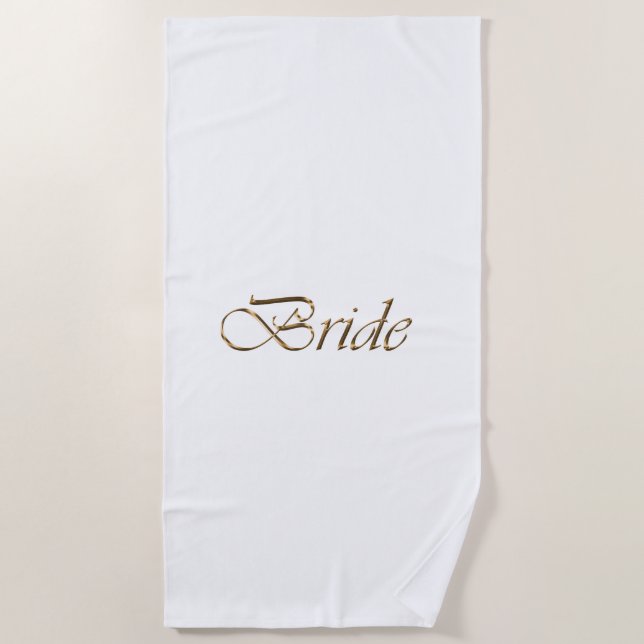 Flansch, Gold Script Elegant White Wedding Strandtuch (Vorderseite)
