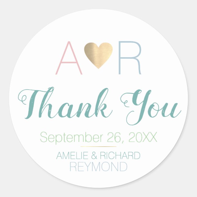 Flansch Groom Love Monogram Wedding Thank YOU Runder Aufkleber (Vorderseite)