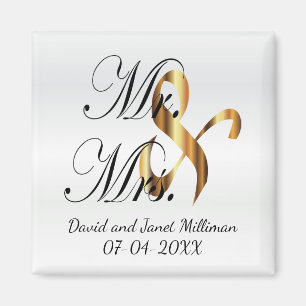 Flansch & Groom Mr & Mrs Wedding Keepsake Magnet