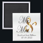 Flansch & Groom Mr & Mrs Wedding Keepsake Magnet<br><div class="desc">Wedding Day Favor Magnets. An Wedding Day Keepsake from the Bride and Groom ready to personalize. ⭐ This Product is 100% Customizable. Graphics and / or text can be added, deleted, moved, resized, change around, rotated usw... 99 Prozent ⭐ my designs in my store are done in layers. This makes...</div>