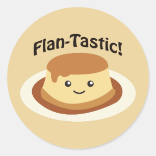 Flantastic! Niedlicher Flan Runder Aufkleber