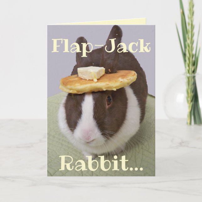 Flapjack Rabbit Bunny Pancake Hat Humorer Ostern Karte (Vorderseite)