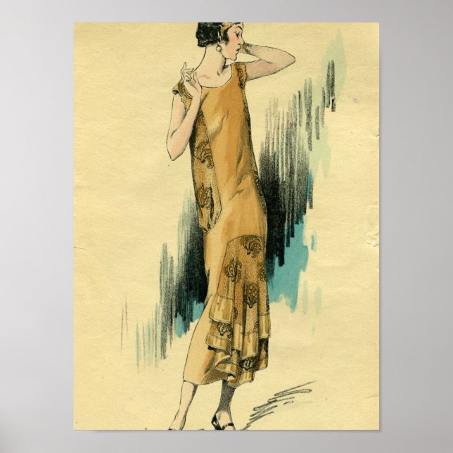 Flapper-1920's Fashion Illustration Poster-Print Poster (Vorne)