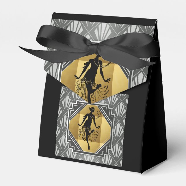 Flapper Art Deco Gatsby Small Zent Party Box Geschenkschachtel (Vorderseite)