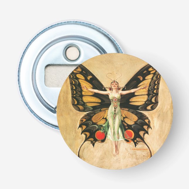 Flapper Butterfly Flying Frauan Illustration Flaschenöffner (Vorderseite)