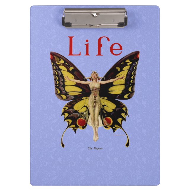 Flapper Butterfly Flying Frauan Illustration Klemmbrett (Vorderseite)