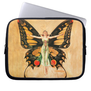 Flapper Butterfly Flying Frauan Illustration Laptopschutzhülle