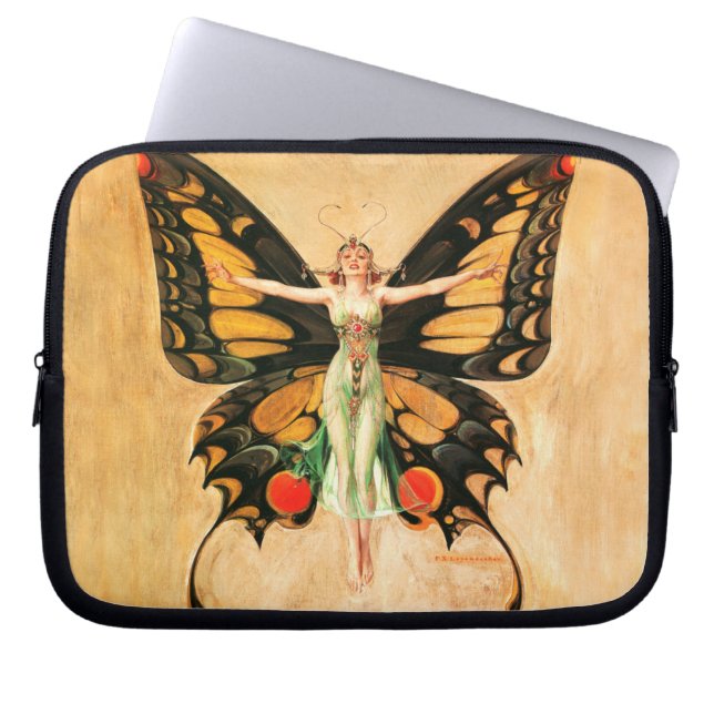Flapper Butterfly Flying Frauan Illustration Laptopschutzhülle (Vorderseite)