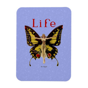 Flapper Butterfly Flying Frauan Illustration Magnet