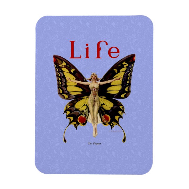 Flapper Butterfly Flying Frauan Illustration Magnet (Vertikal)