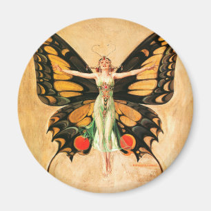 Flapper Butterfly Flying Frauan Illustration Magnet