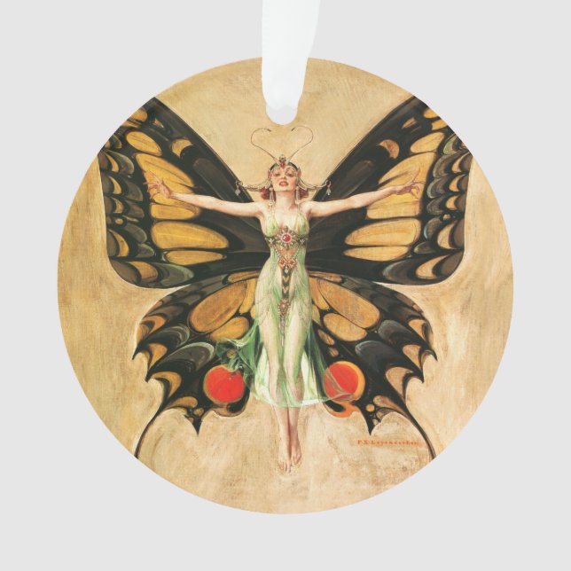 Flapper Butterfly Flying Frauan Illustration Ornament (Vorderseite)