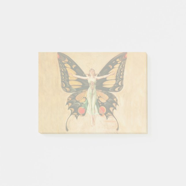 Flapper Butterfly Flying Frauan Illustration Post-it Klebezettel (Vorderseite)