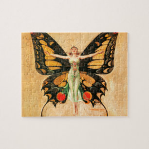 Flapper Butterfly Flying Frauan Illustration Puzzle