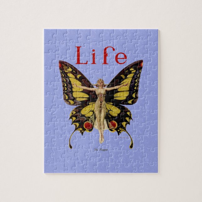 Flapper Butterfly Flying Frauan Illustration Puzzle (Vertikal)